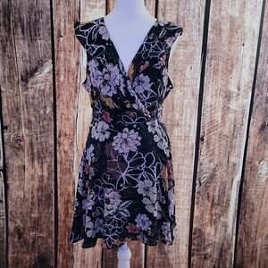 Parker Size Large Navy Floral Wrap Dress